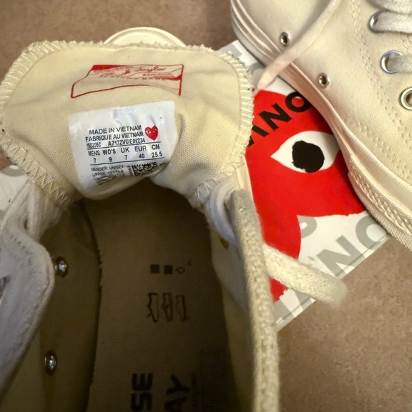 Converse Comme des garçons high top trainers size 7 men’s women’s 9 original box - Picture 5 of 7